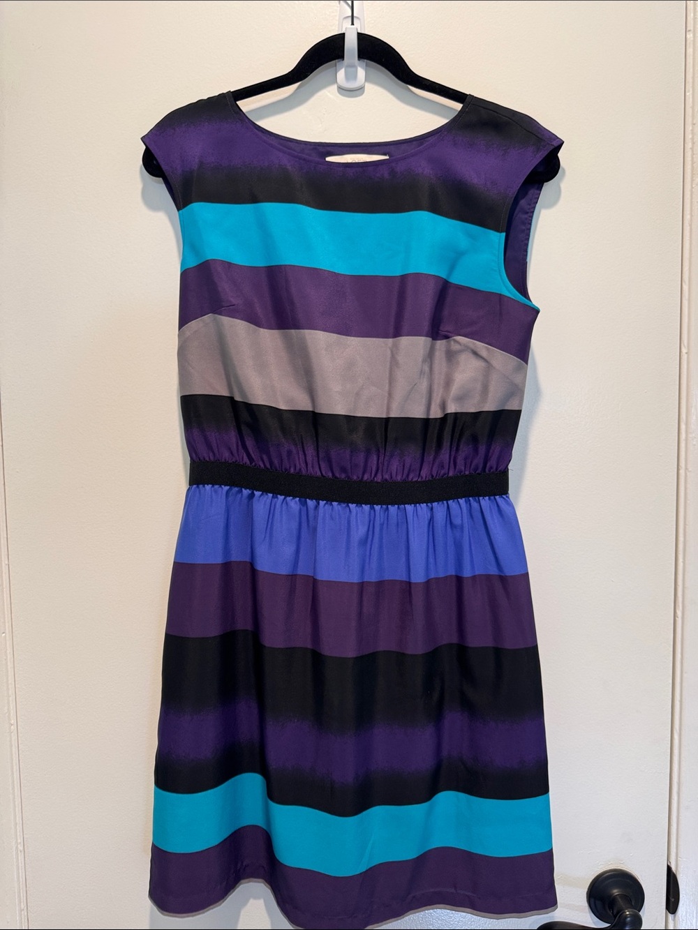 LOFT Striped Purple, Teal & Blue Sleeveless Mini Dress